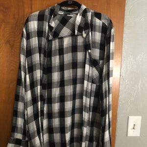 Black and white plaid button up
